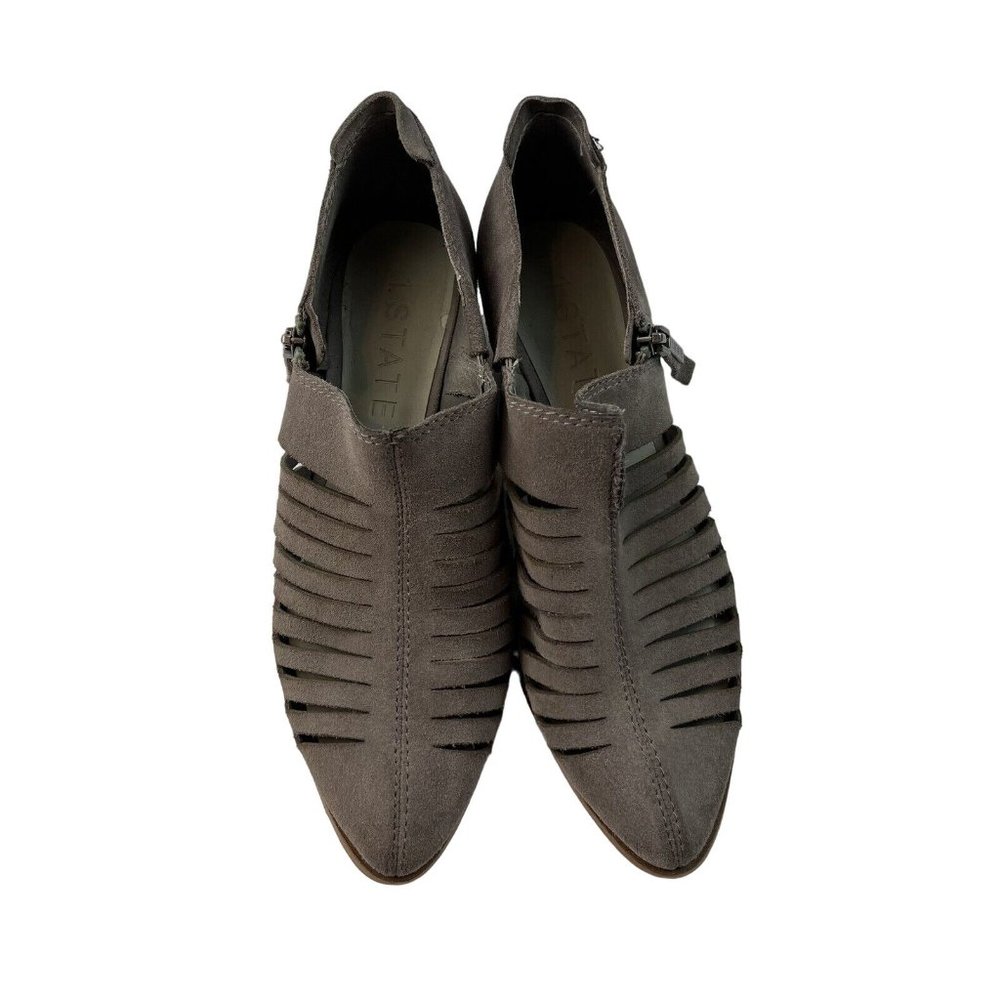 1. STATE Arnet Ankle Booties Size 6.5 M 37 Fog Gray Cut Out Block Heel Suede - Picture 5 of 13